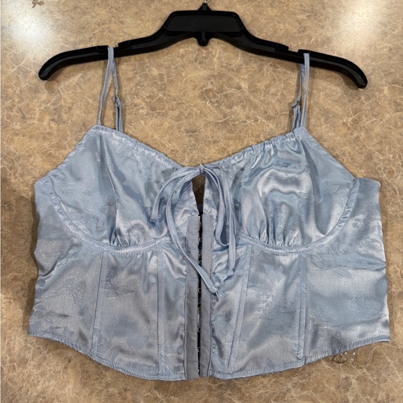 Tops - Light Blue Satin Corset Top